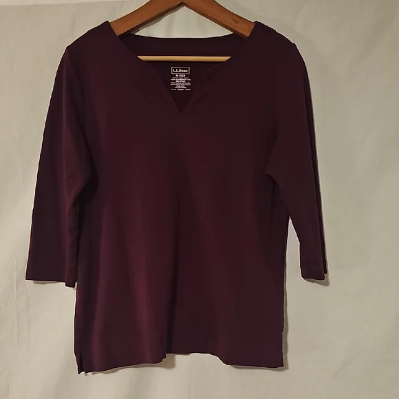 L.L. Bean Women's Long Sleeve V-Neck Top - Deep Purple - Picture 1 of 4